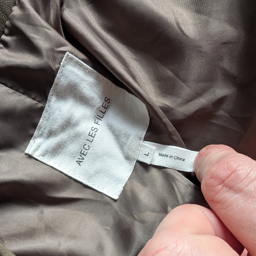 🌿Avec Les Filles | Anthropologie Soft Faux-leather Olive Blazer/Jacket - Picture 5 of 9
